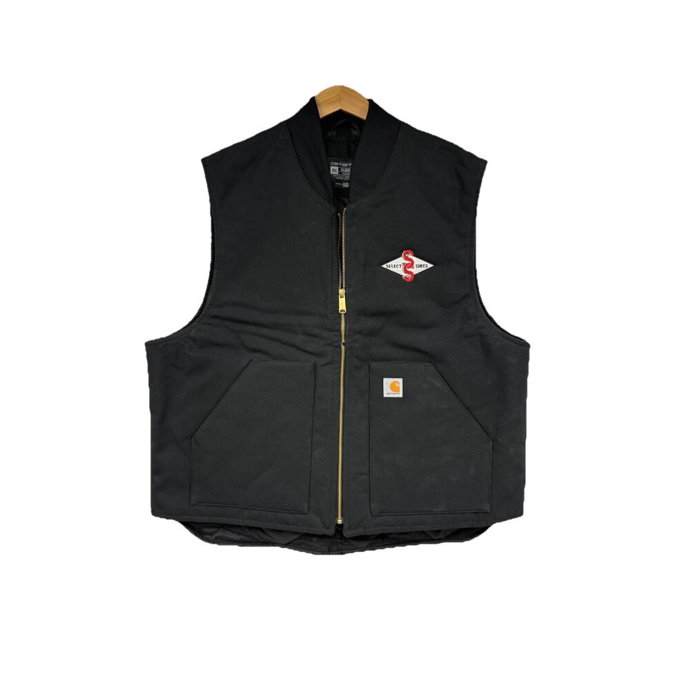 Carhartt Vest Mens 2XL Relaxed 0V0001-M Quilted Zip Duck Insulated Rib Collar